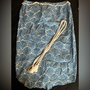 Blue Seashell Pattern Strapless Dress